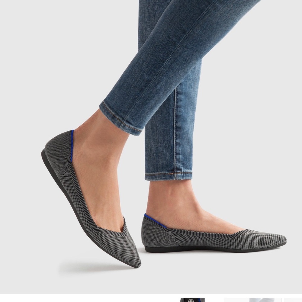 Rothys cloud gray pointed woman’s flat shoes